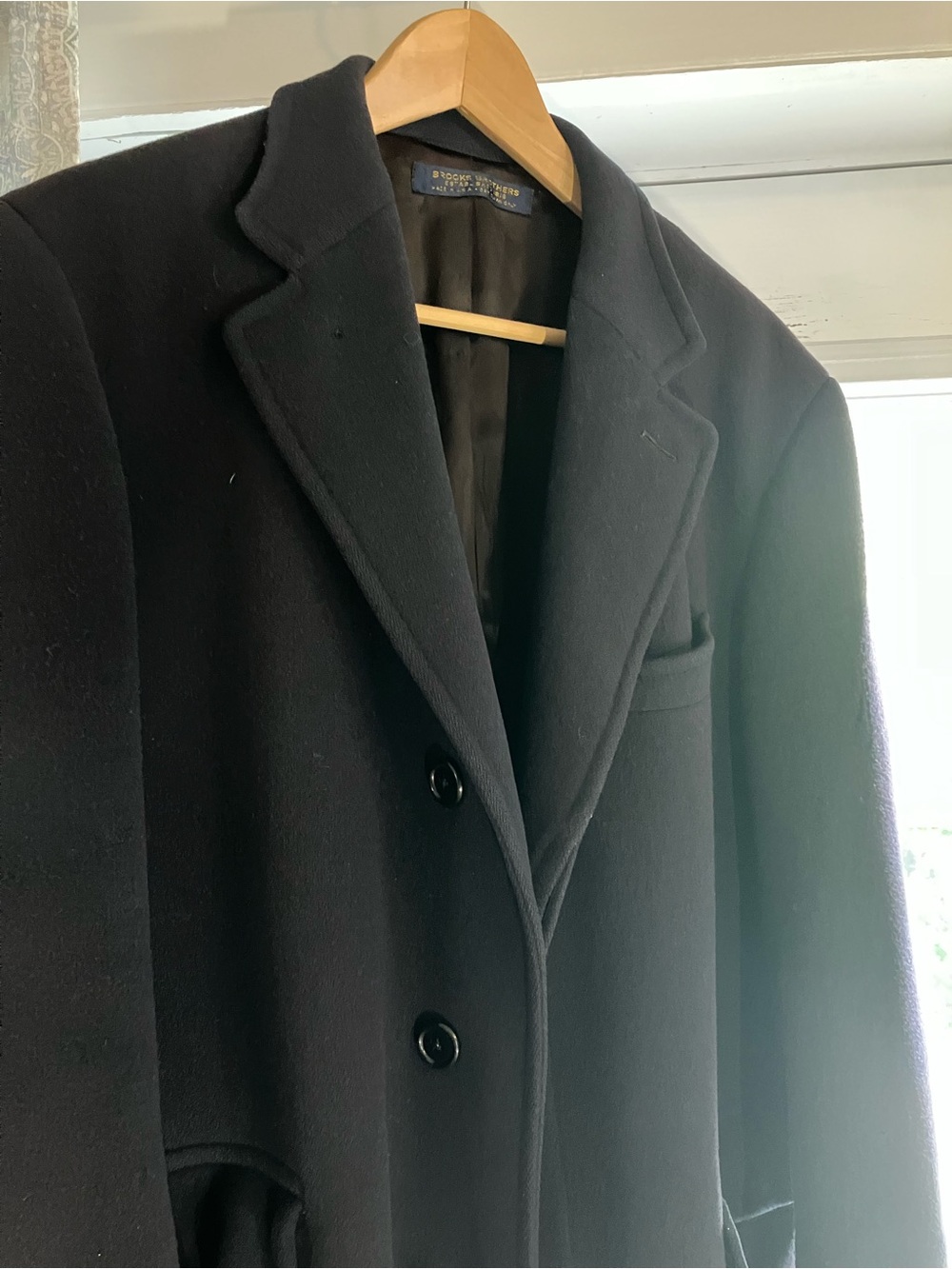1980’s Brooks Brothers Wool & Cashmere Overcoat Dark Blue (appears black in pic)